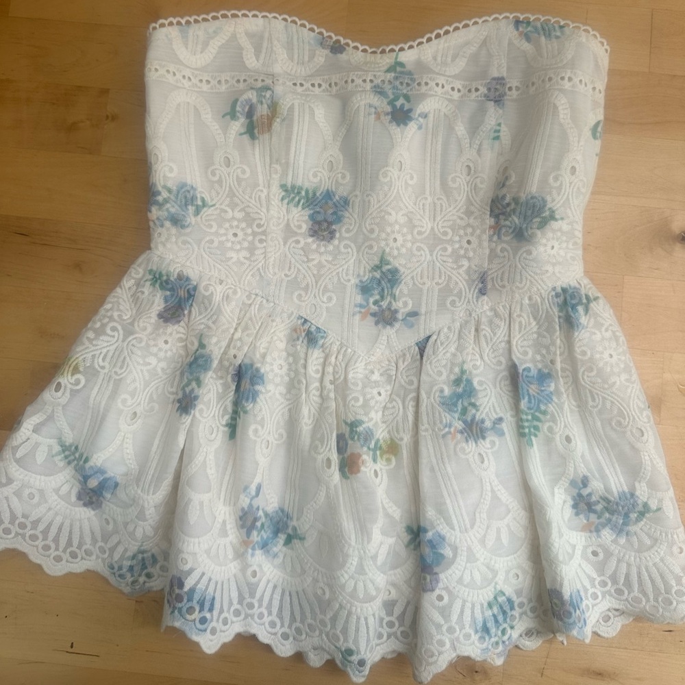 Adela Embroidered Strapless Top